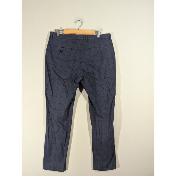 J. Crew Pants Men Sz 34 Navy Plaid Ludlow Slim Fit Straight Leg Chino Trousers - Picture 2 of 11